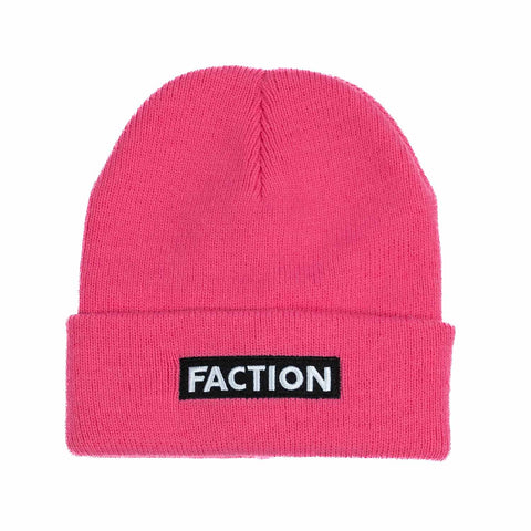 Faction Logo Beanie Pink Flat Lay Front